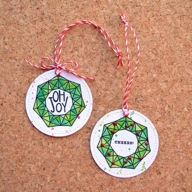 Geometric Wreath Gift Tags