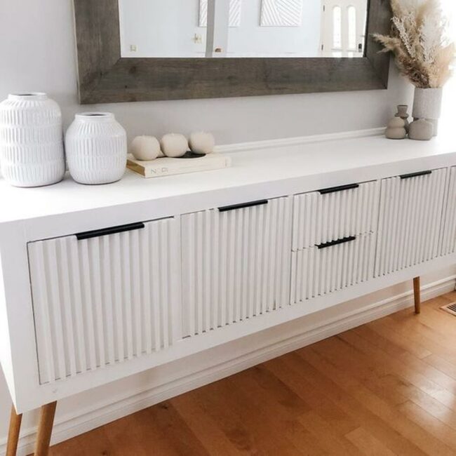White Grooves Wooden Accent