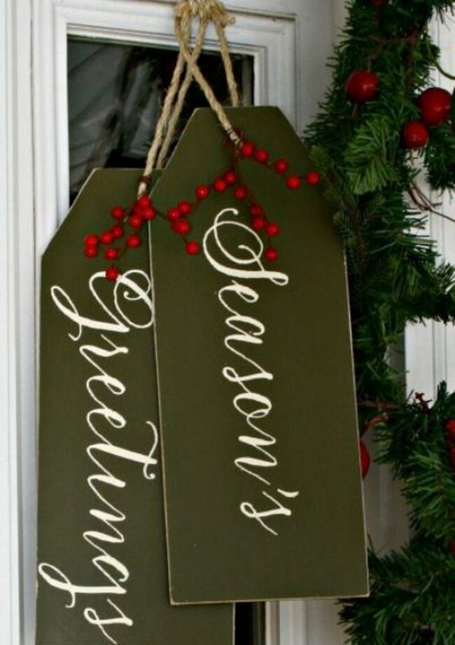 Green Wooden Holiday Tags