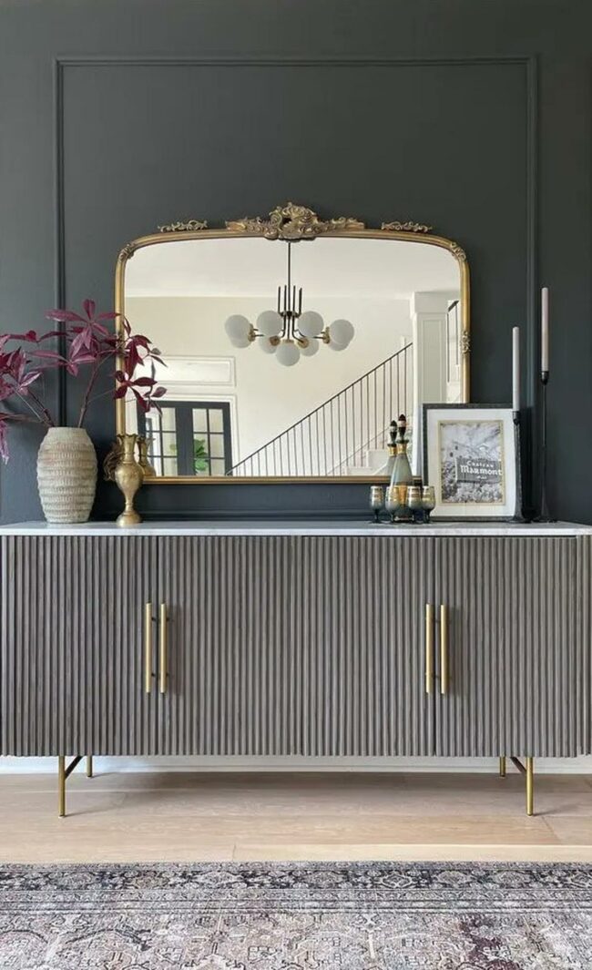 Gilded Mirror Anchors Sophistication
