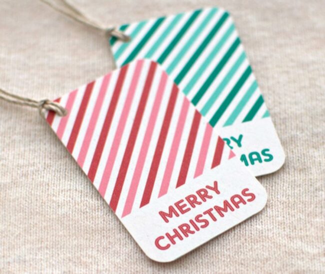 Festive Red White Christmas Tags