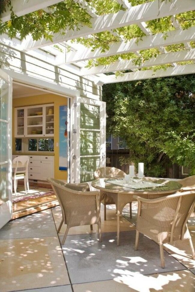 Vine-Covered Yellow Patio