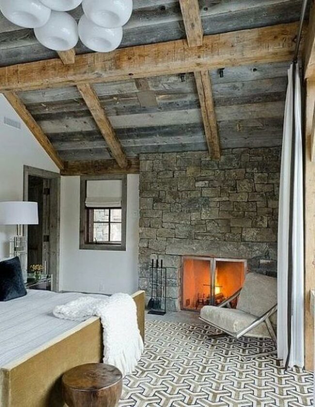 Stone Fireplace Woodland Retreat