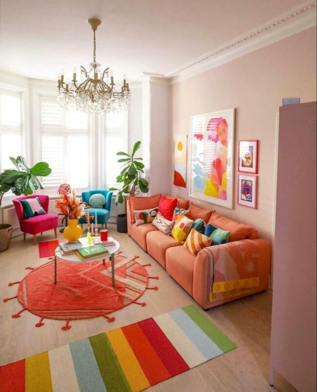 Coral Sofa Sparks Colorful Joy
