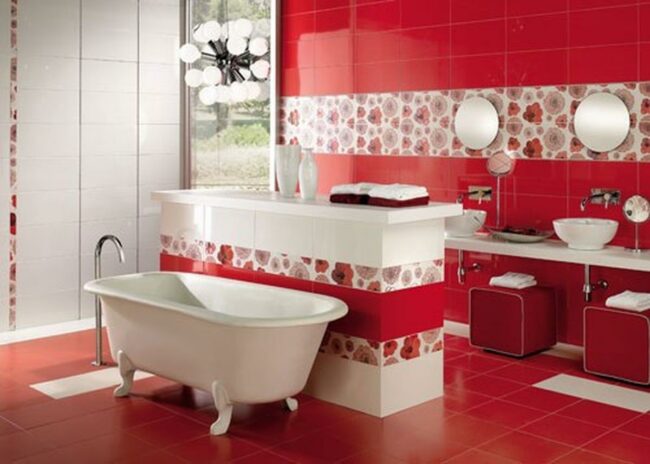 Red Floral Bathroom