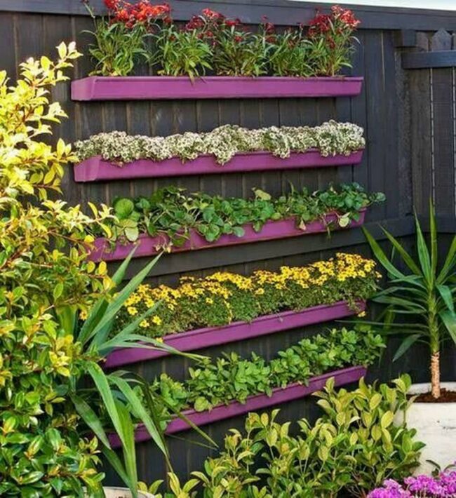 Purple Floral Fence Boxes