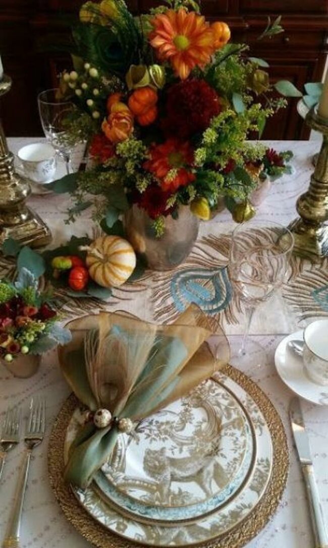Peacock Feather Harvest Table