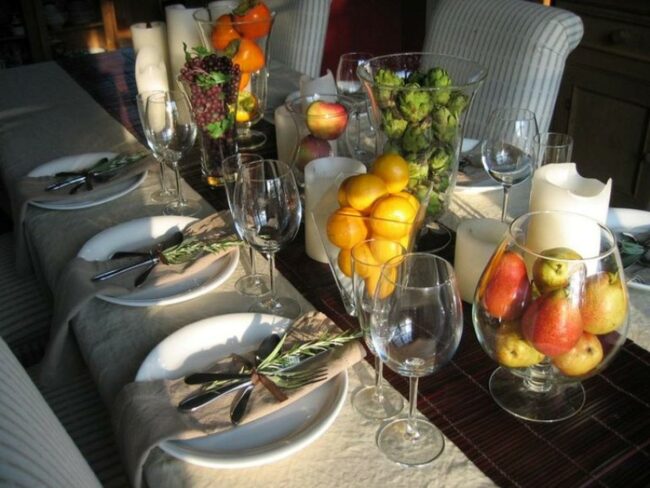 Candlelit Fruit Centerpiece Display