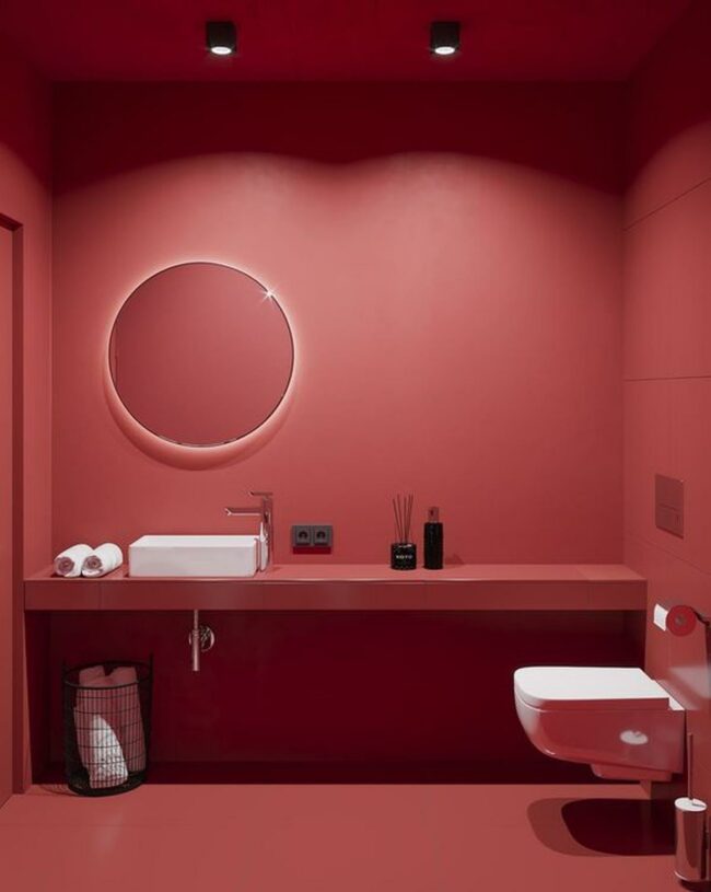 Fiery Red Bathroom