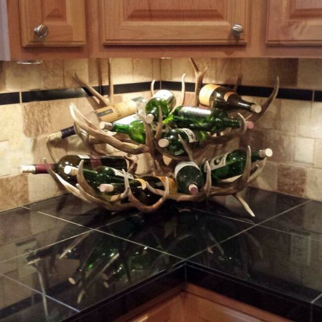 Antler Wine Rack Elegance
