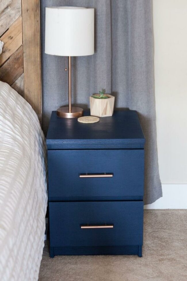 Copper-Handled Blue Nightstand Calm