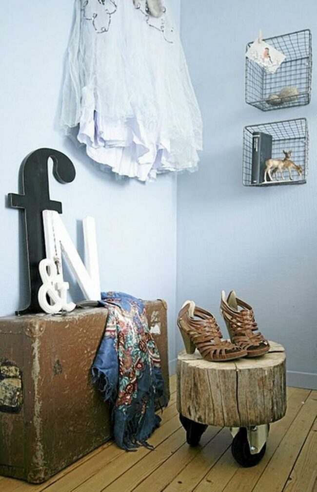 Vintage Suitcase Light Blue Corner