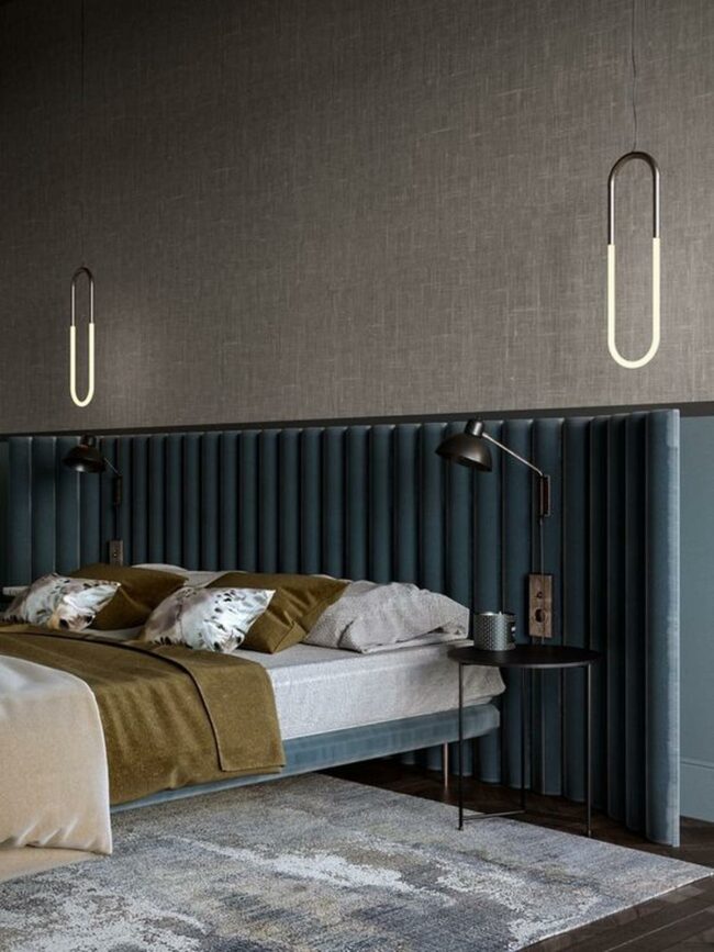 Deep Blue Textured Headboard Haven