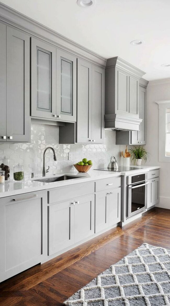 Gray Kitchen White Hexagon