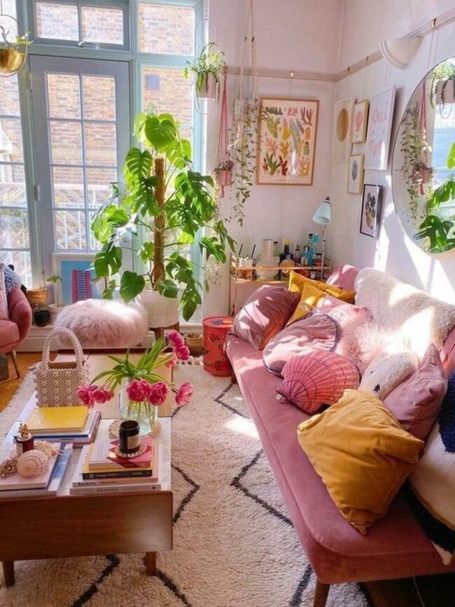 Pink Sofa Sunshine Sanctuary