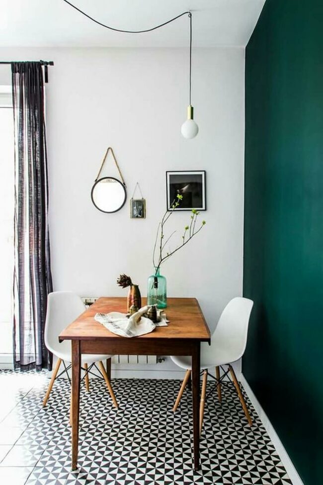 Green Accent Wall Dining Sanctuary
