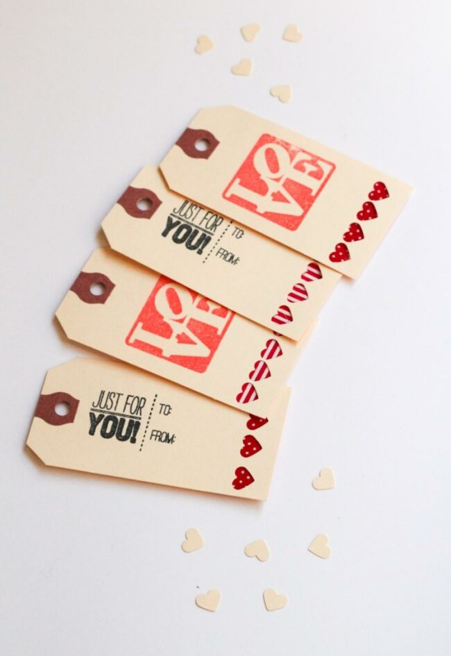 Red Hearts Love Tags