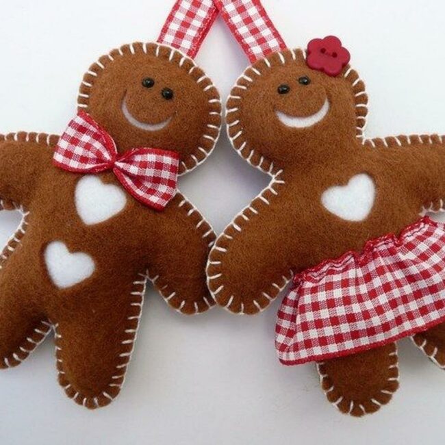 Brown Felt Gingerbread Couple