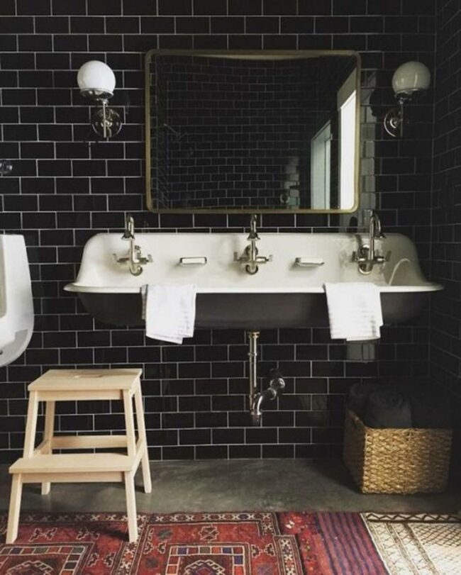 Black Tile Bathroom Drama