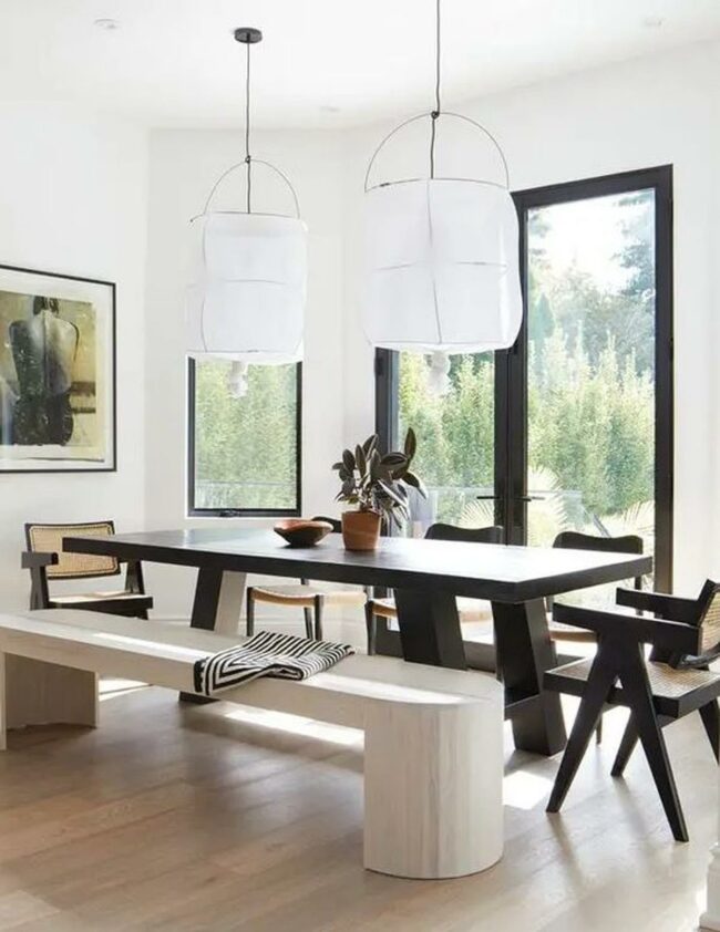 Monochrome Wood Dining Symphony