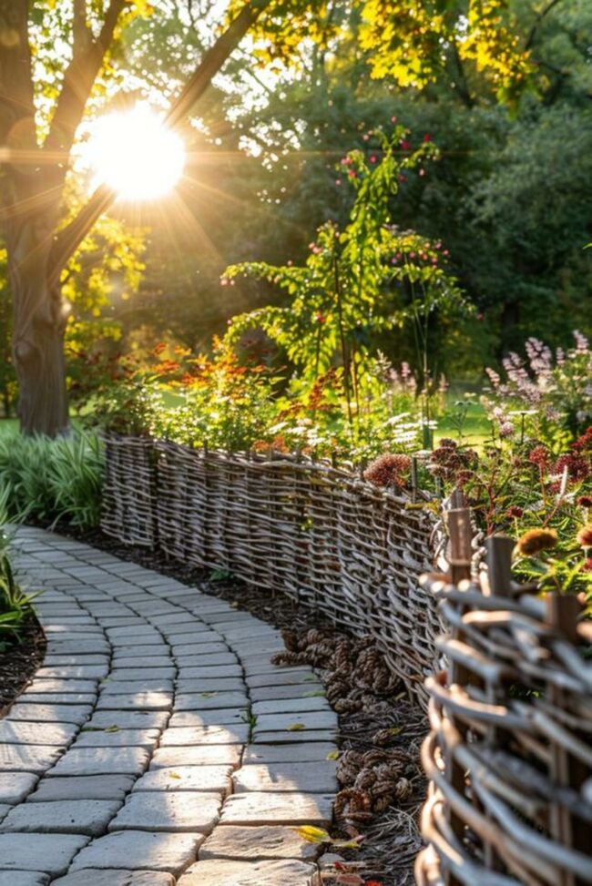 Sunlit Stone Path Through Woodland