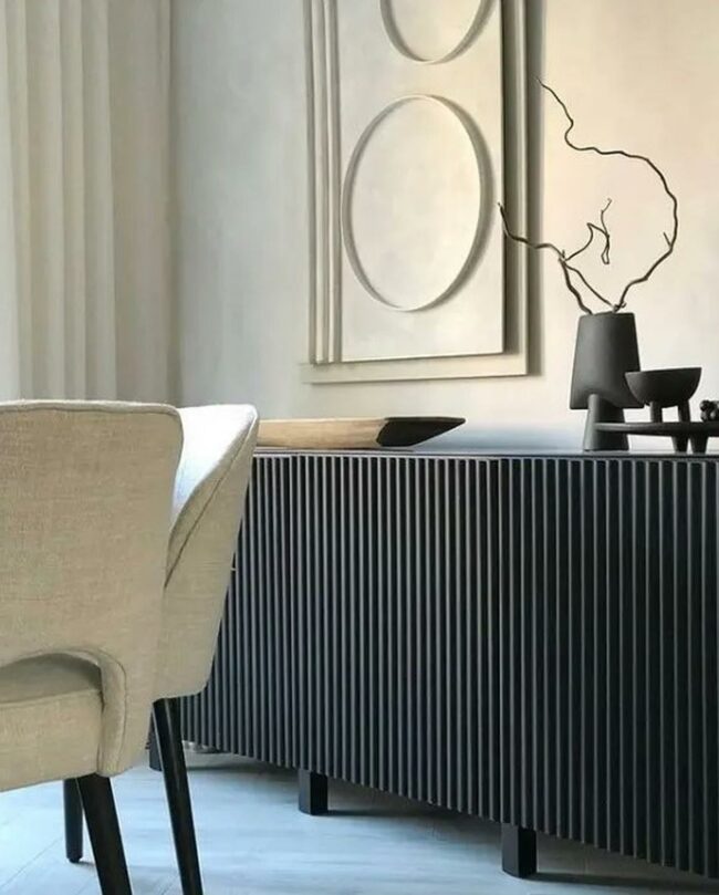 Grooved Black Sideboard Statement