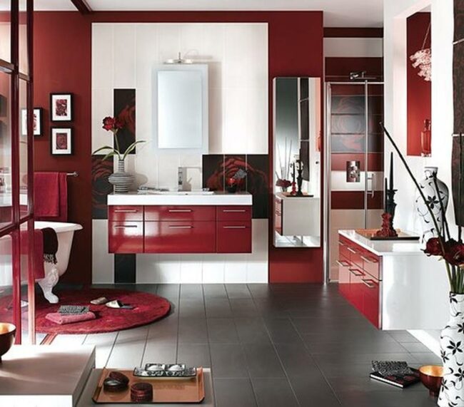 Striking Red Bathroom