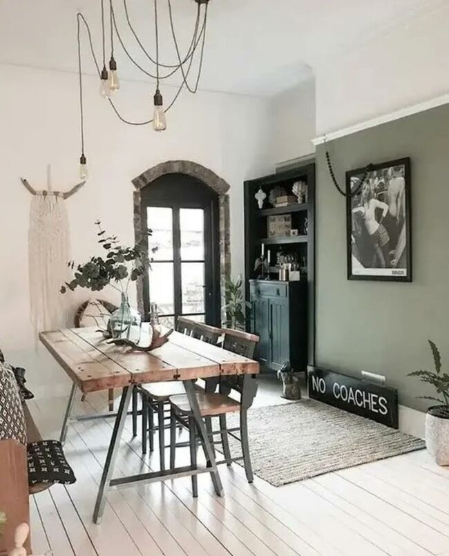 Green Wood Metal Dining Fusion