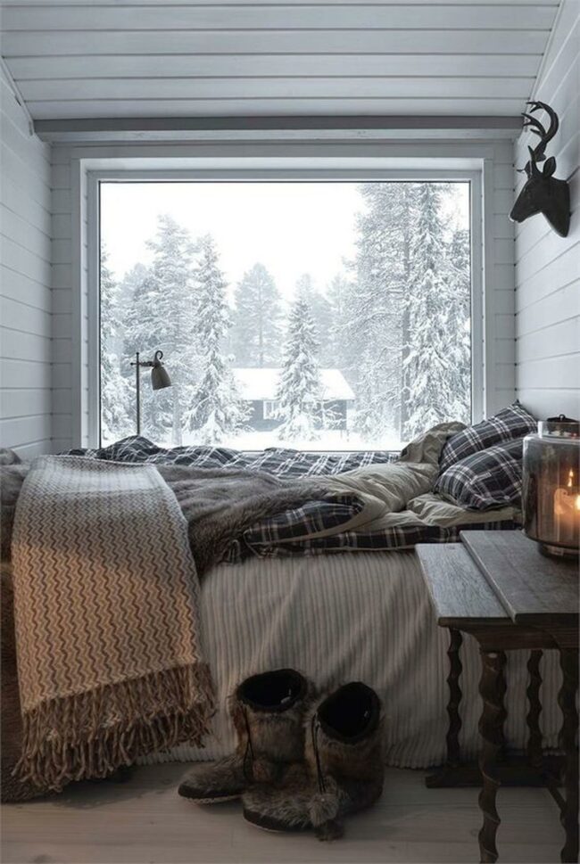 Snowy Pine Winter Bedroom