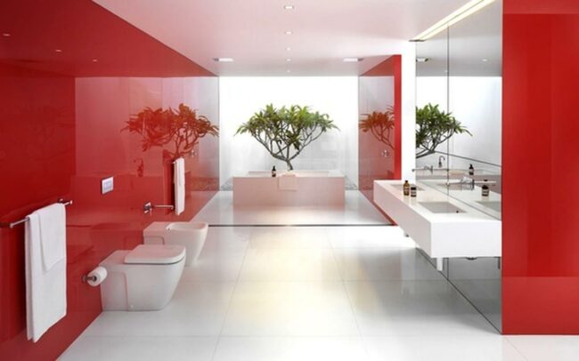 Vibrant Red Bathroom Oasis