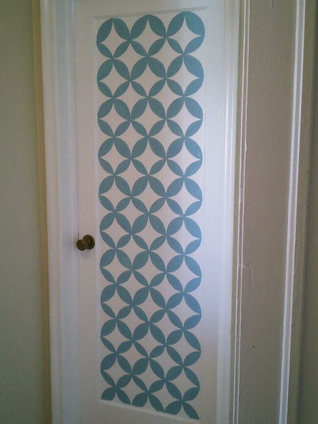 Blue Geometric Wooden Door