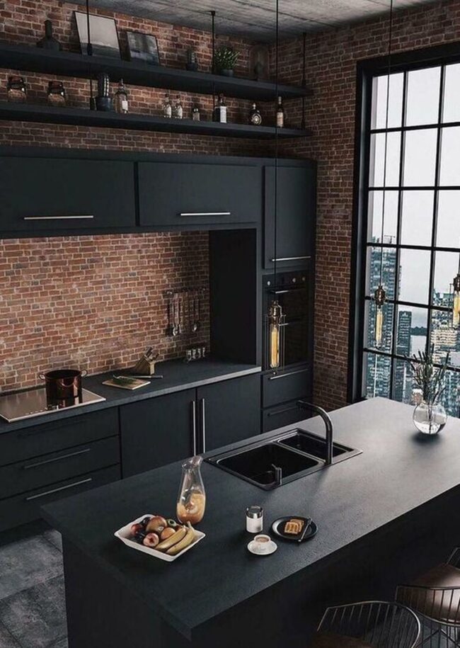 Urban Brick Dark Kitchen
