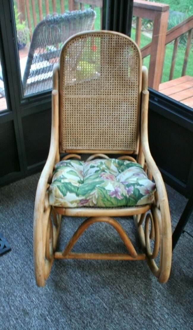 Leafy Green Woven Rocking Chair
