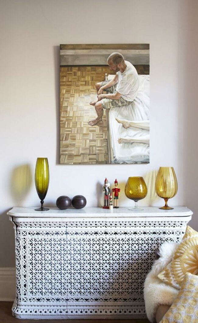 Carved White Console Warmth