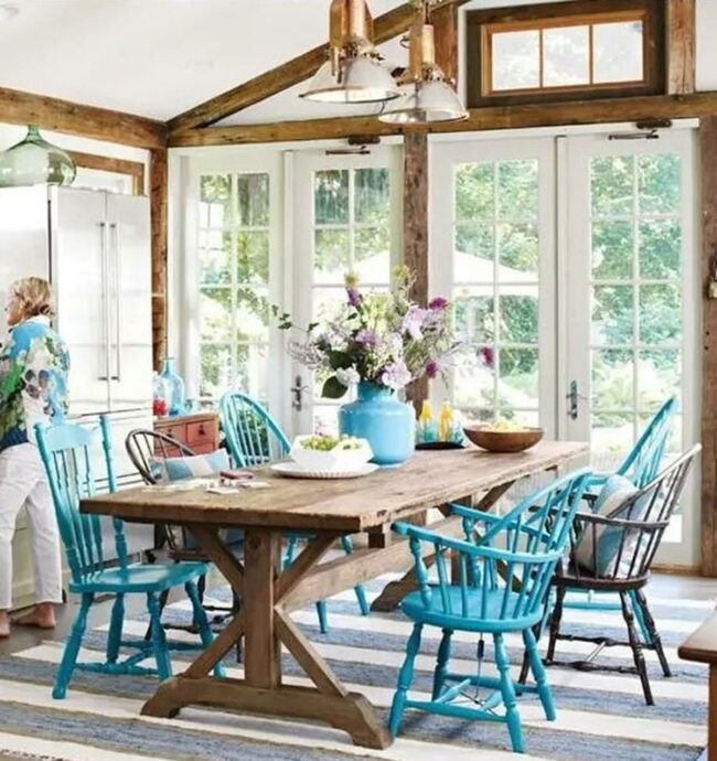Blue Chairs Vibrant Dining