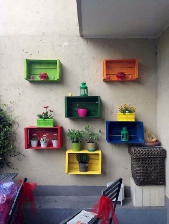 Colorful Crate Garden Corner