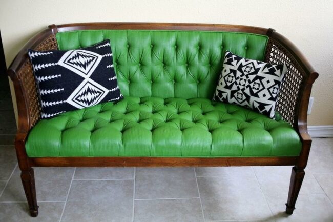 Emerald Leather Statement Sofa