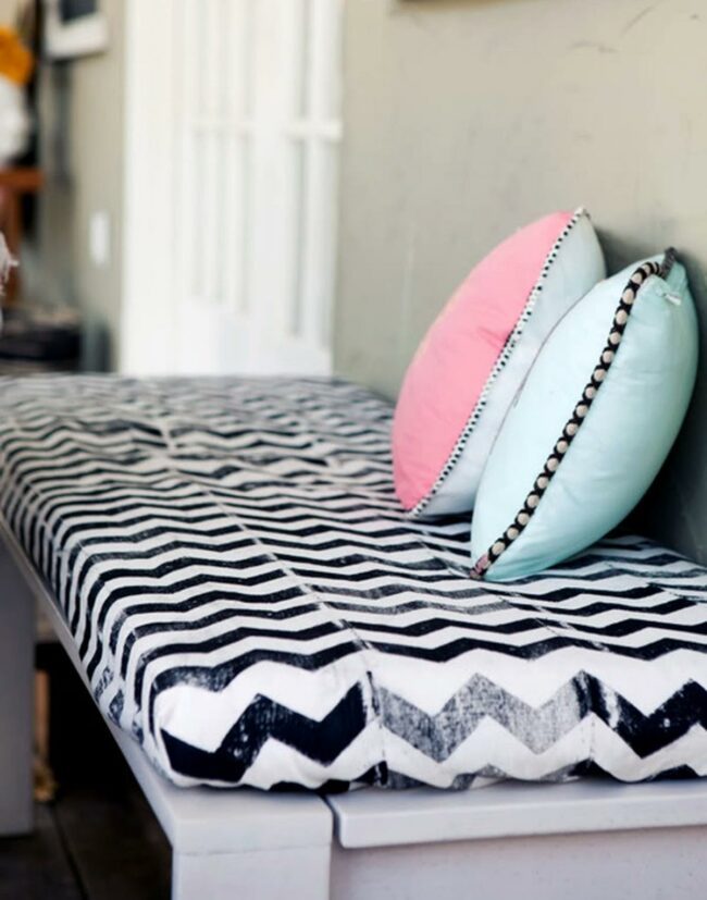 Zigzag Black White Statement Bench