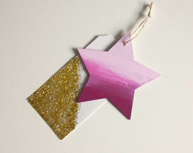 Pink Star Gold Glitter Tags