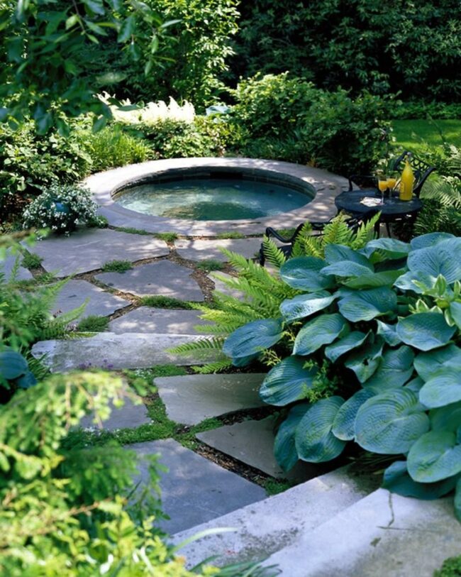 Stone Paths And Garden Tub