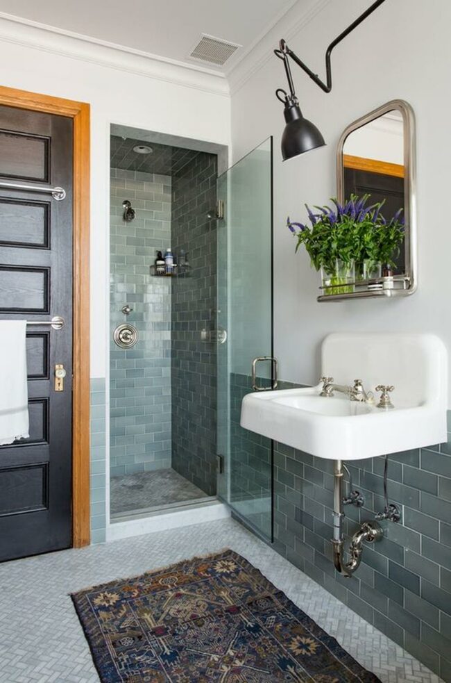 Gray Tiles Industrial Chic Bathroom
