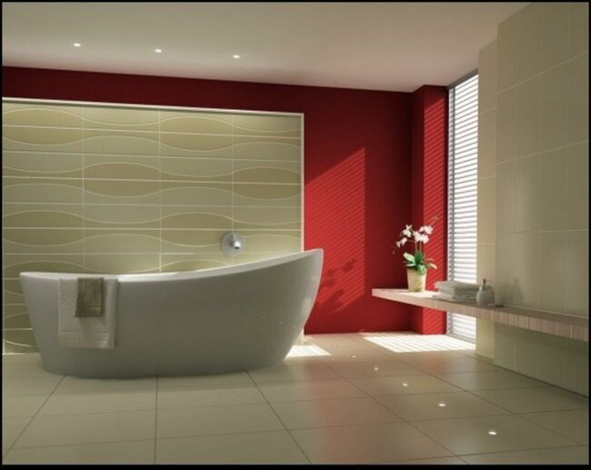 Red Wall Bathroom