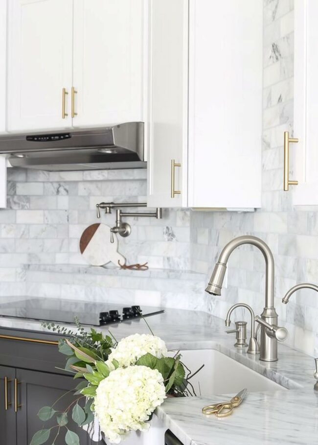 Marble White Brass Kitchen