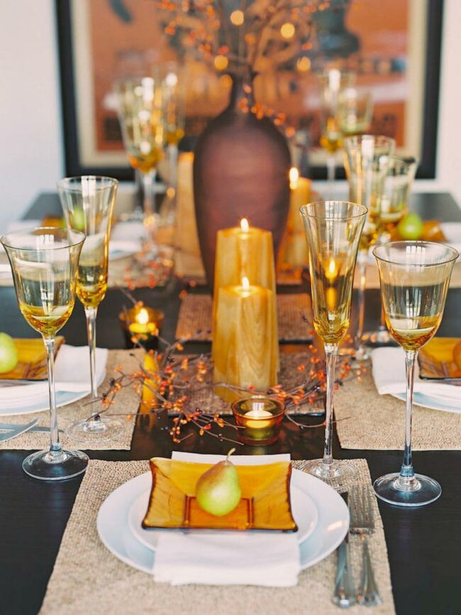 Amber Candlelight Tablesetting