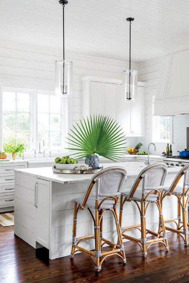 White Kitchen Palm Accent