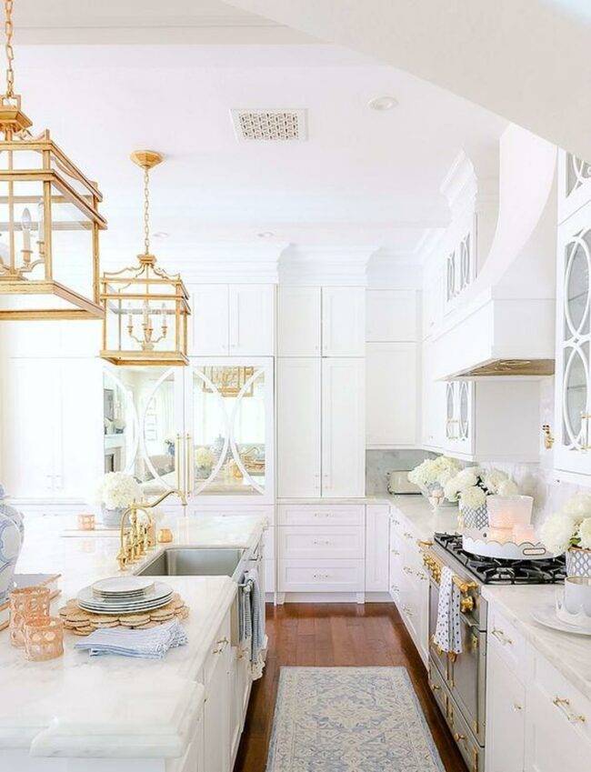 White Gold Marble Kitchen