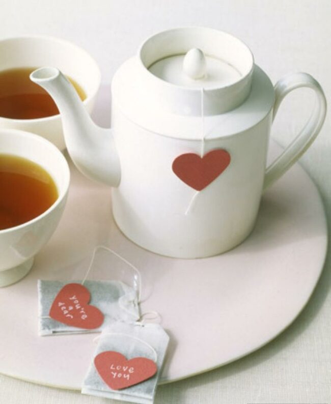 White Teapot Heart Tags