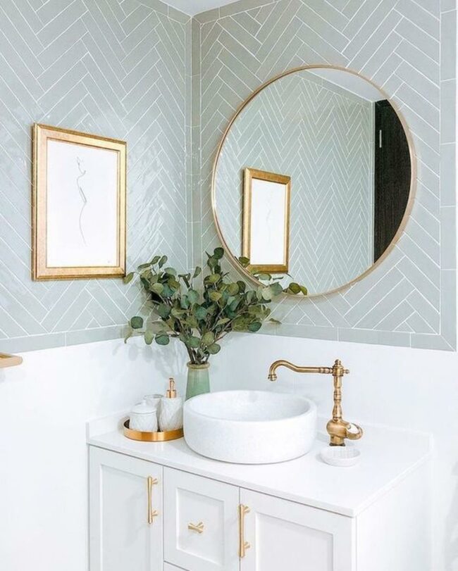 Emerald Herringbone Bathroom