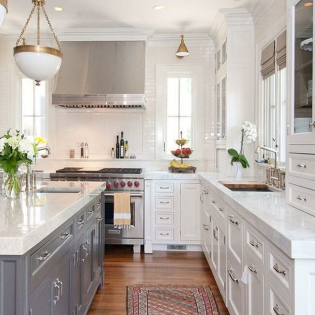 Crisp White Marble Kitchen