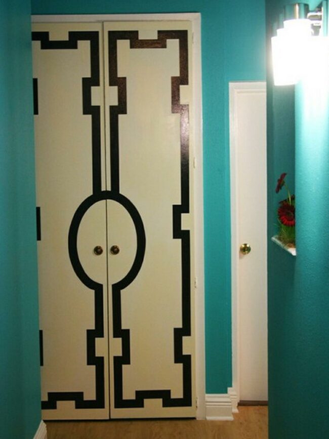 Teal Walls Geometric Dance